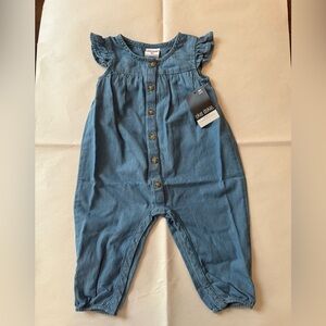 NWT "okie dokie" Chambray Jumpsuit 9 mos (16.5-20.5)